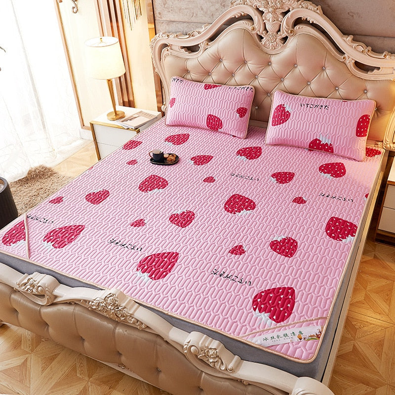 Summer Ice Silk Latex Mattress Set