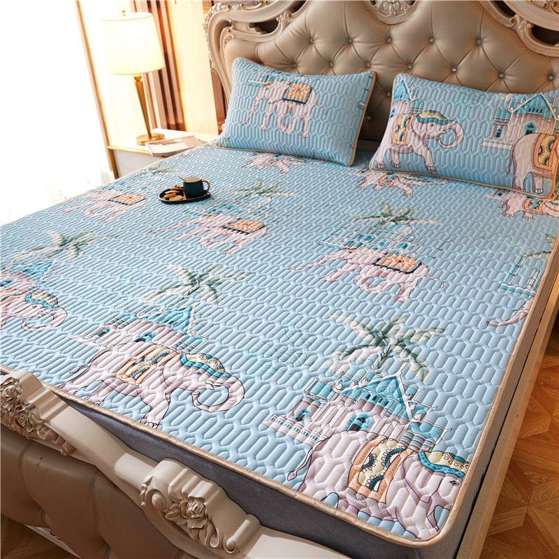 Summer Ice Silk Latex Mattress Set