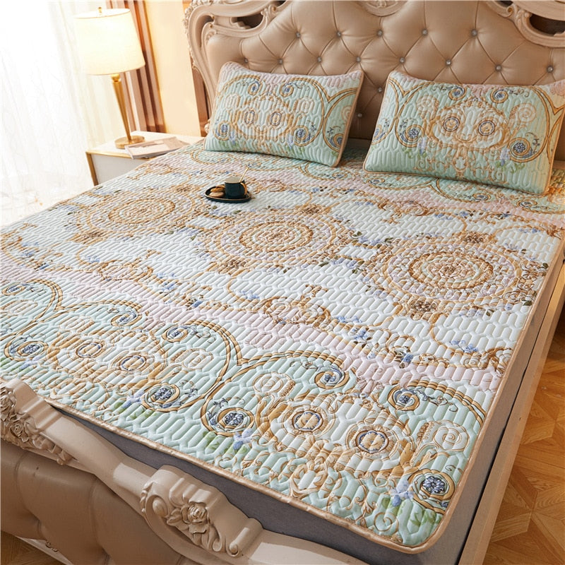 Summer Ice Silk Latex Mattress Set