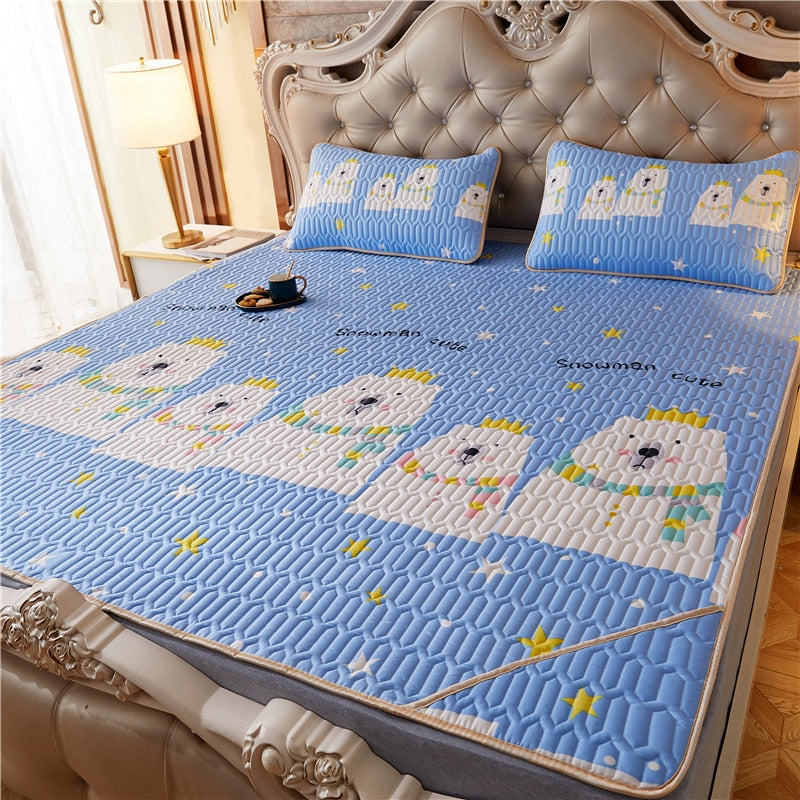 Summer Ice Silk Latex Mattress Set