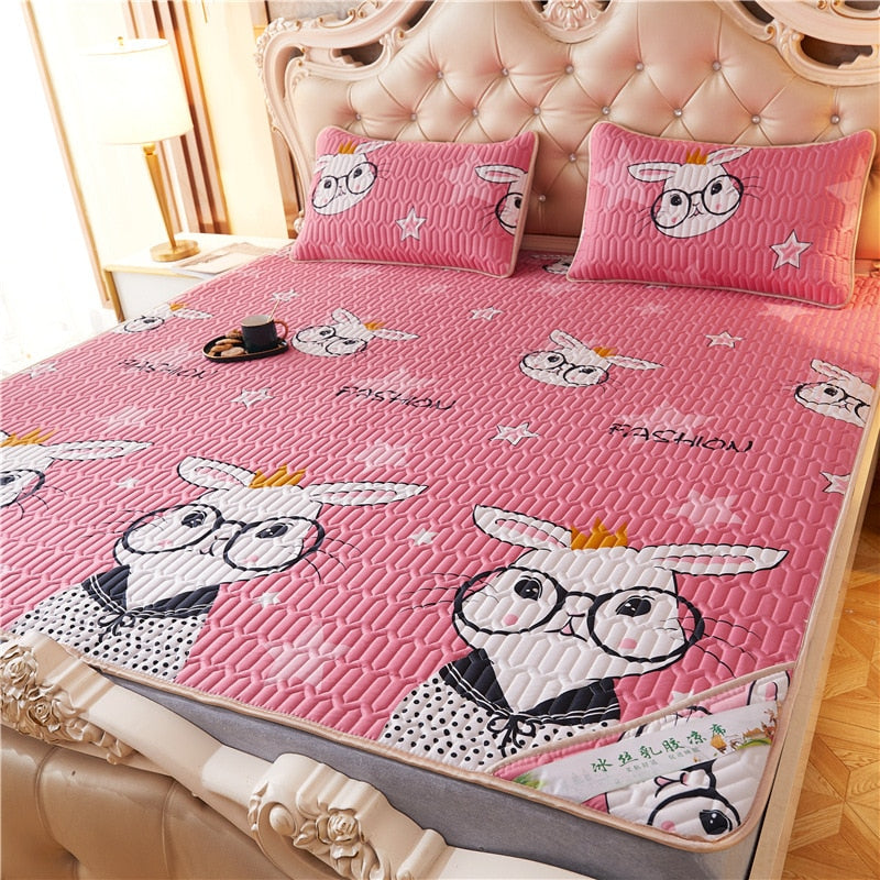 Summer Ice Silk Latex Mattress Set