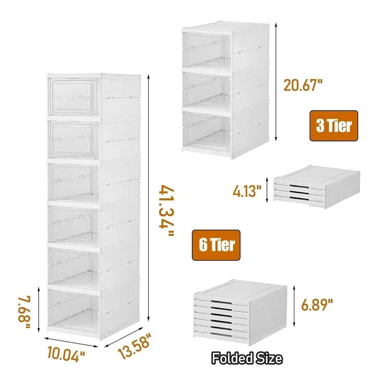 3/6 Layers Foldable Transparent  Shoes Box