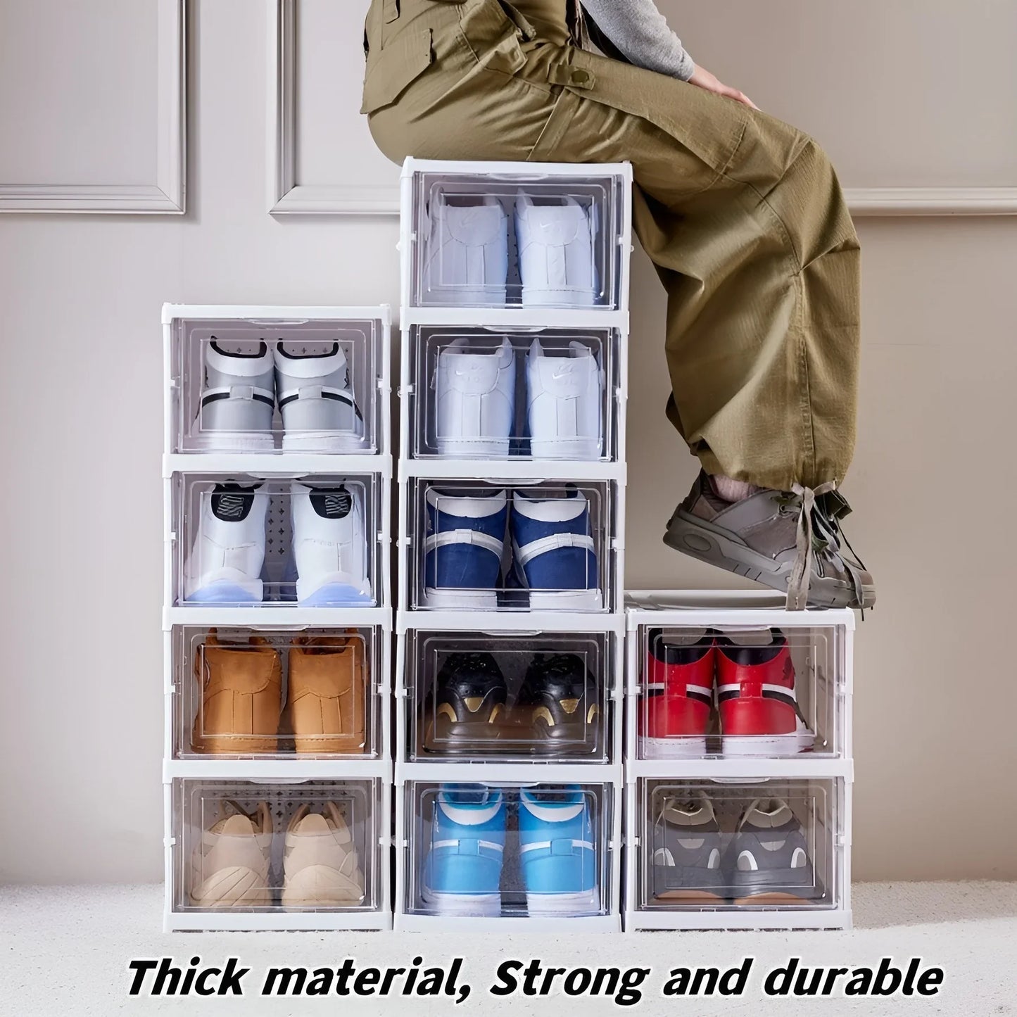 3/6 Layers Foldable Transparent  Shoes Box