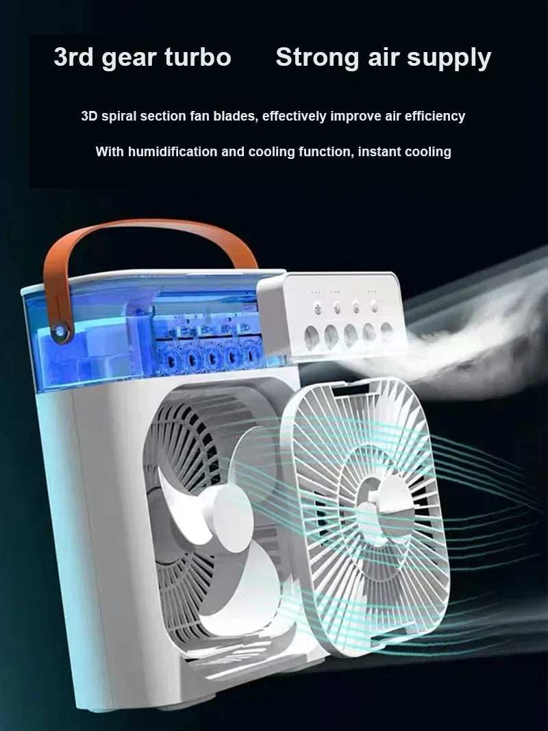 3-in-1 Portable Fan & Air Conditioner with LED Night Light