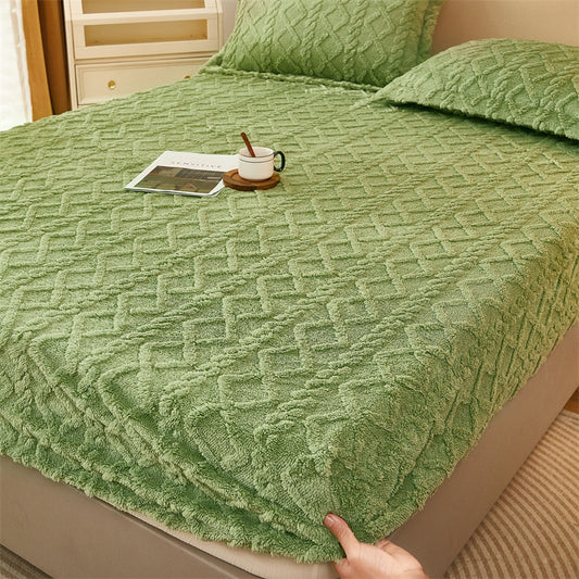 Winter Thermal Coral Fleece Bed Mattress Protective Cover