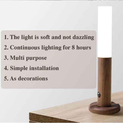 Auto LED USB Motion Sensor Magnetic Wood Wireless Night Light