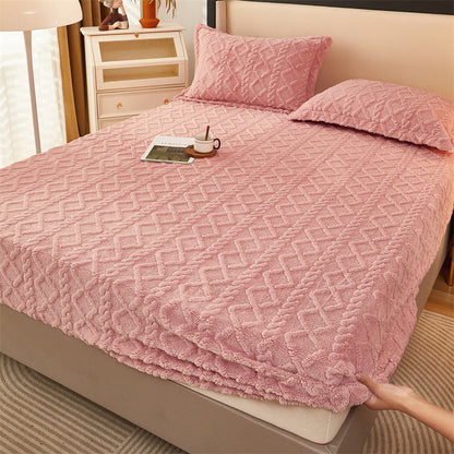 Winter Thermal Coral Fleece Bed Mattress Protective Cover