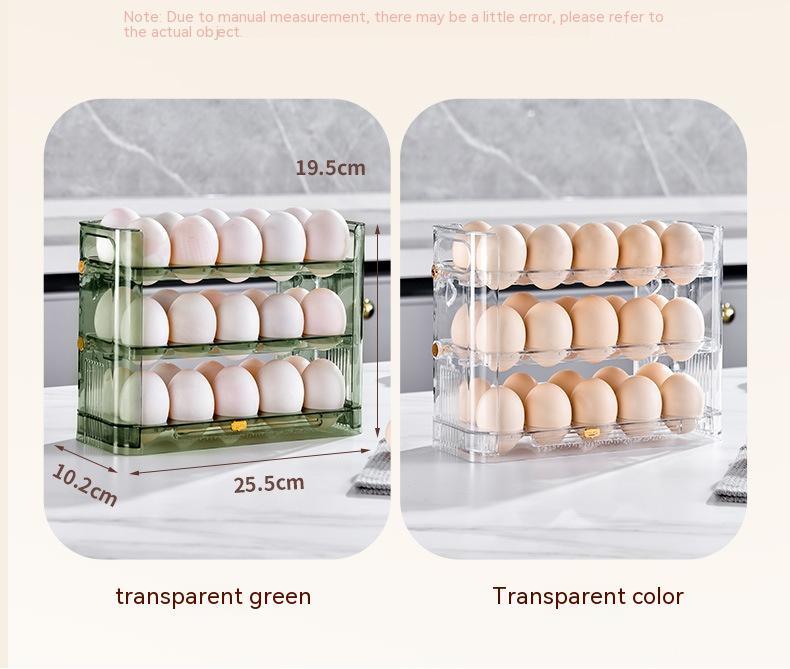 Flippable 3-Layer Egg Storage Container for Refrigerator