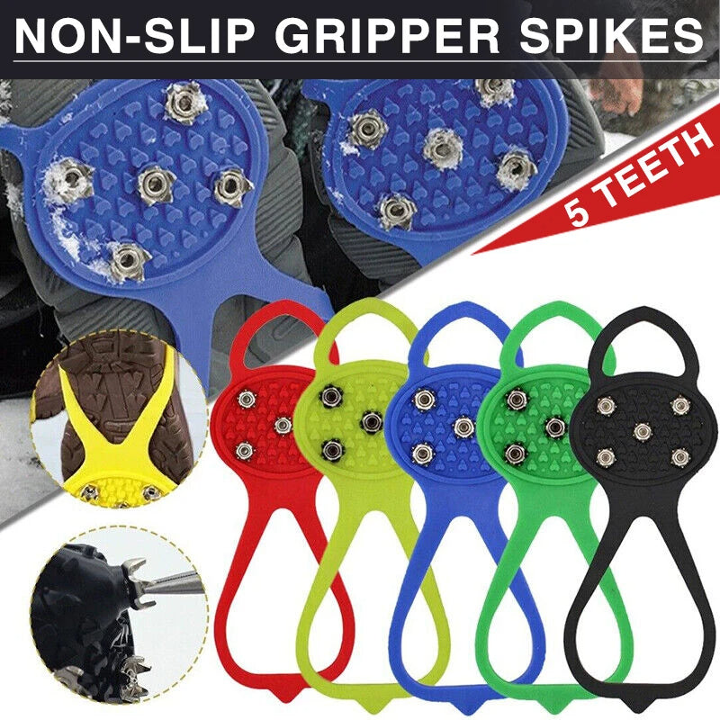 5 Teeth Ice Gripper For Shoes Crampons Ice Gripper Spike Grips Cleats