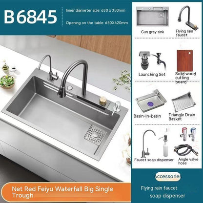 Stainless Steel Waterfall Kitchen Sink