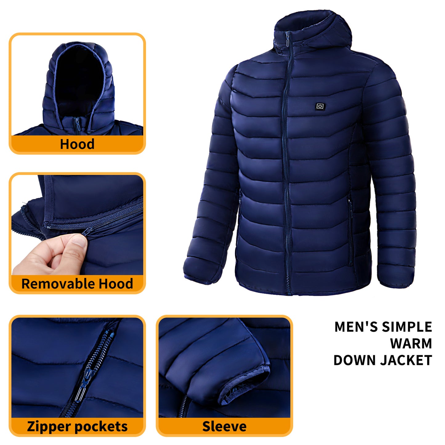 Men Heated Puffer Jacket Electric Heating Coat