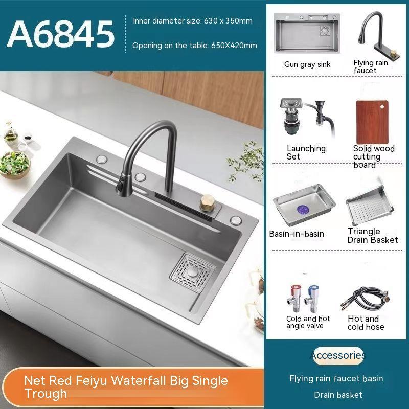 Stainless Steel Waterfall Kitchen Sink