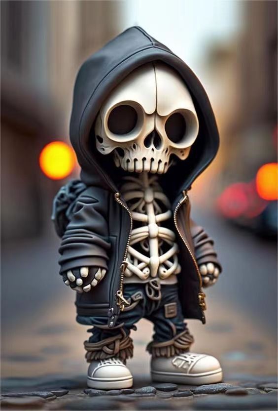 Halloween Cool Skeleton Figurines  Doll Resin Ornament