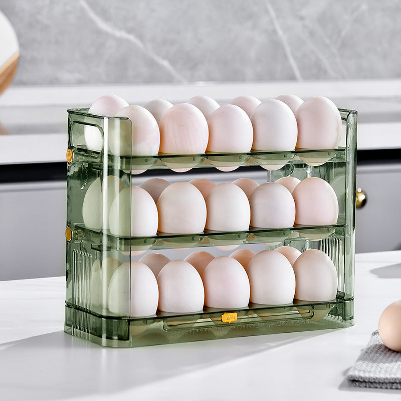 Flippable 3-Layer Egg Storage Container for Refrigerator