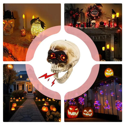 Animated Floating Skeleton Decorations Realistic Halloween Skull Heads