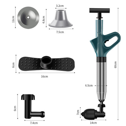 High-Pressure Toilet & Drain Unclogging Stainless Steel Air Drain Blaster