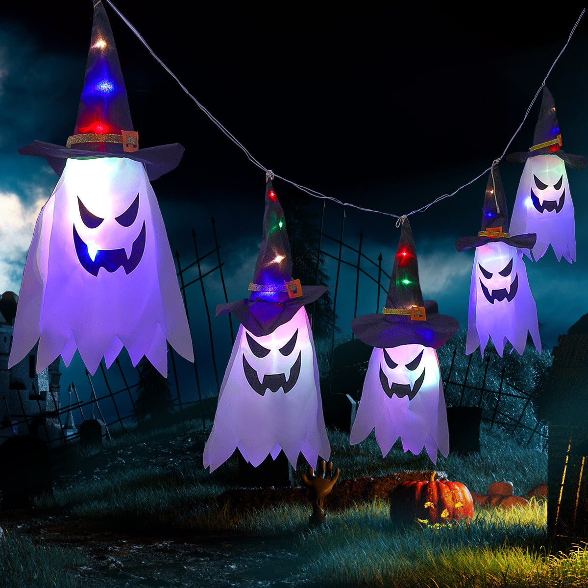 Halloween Lanterns Cloth Art Ghost String Lights