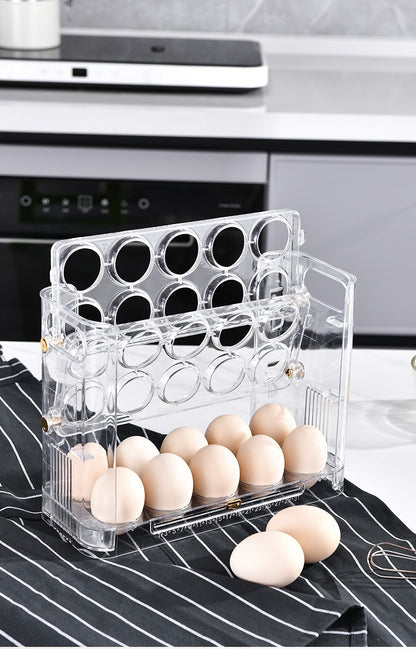 Flippable 3-Layer Egg Storage Container for Refrigerator