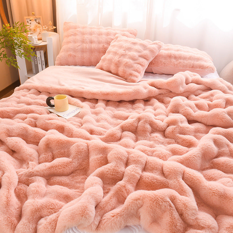 Rabbit Velvet Thickened Double-sided Fleece Blanket