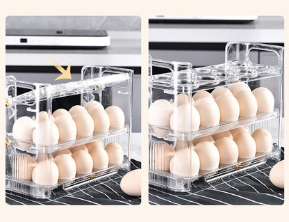 Flippable 3-Layer Egg Storage Container for Refrigerator