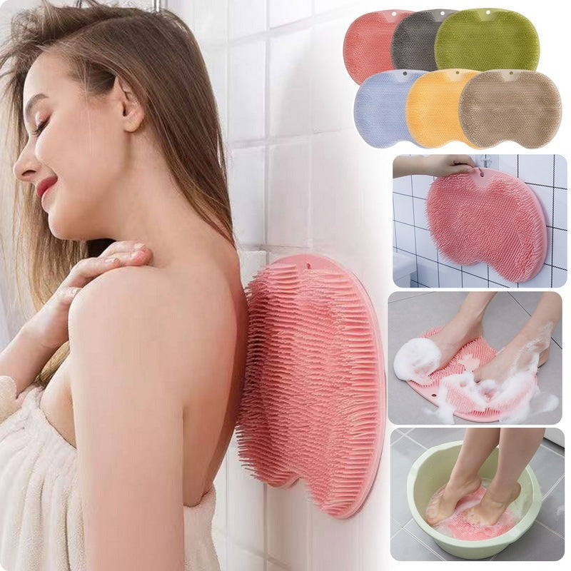 Non-slip Bath Mat Back Massage Brush Silicone Foot Wash