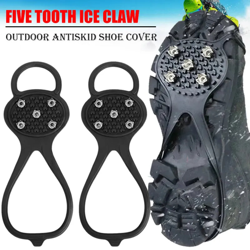 5 Teeth Ice Gripper For Shoes Crampons Ice Gripper Spike Grips Cleats