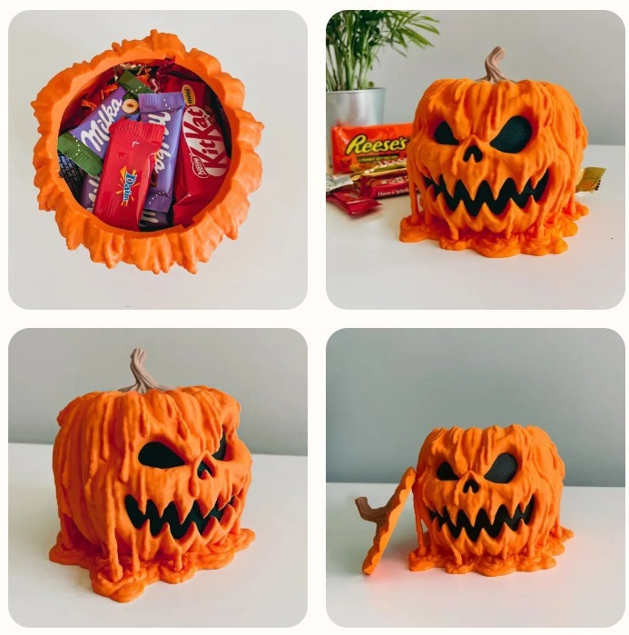 Melting Halloween Pumpkin Candy Bowl With Lid Reusable