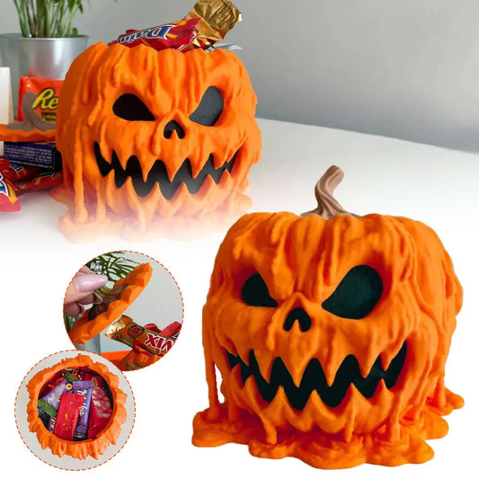 Melting Halloween Pumpkin Candy Bowl With Lid Reusable