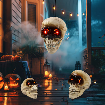 Animated Floating Skeleton Decorations Realistic Halloween Skull Heads