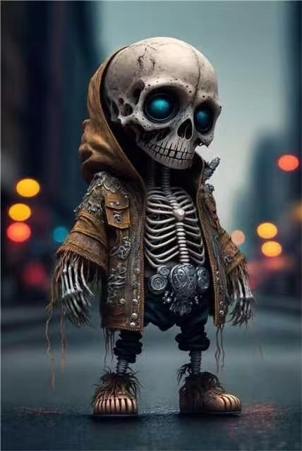 Halloween Cool Skeleton Figurines  Doll Resin Ornament