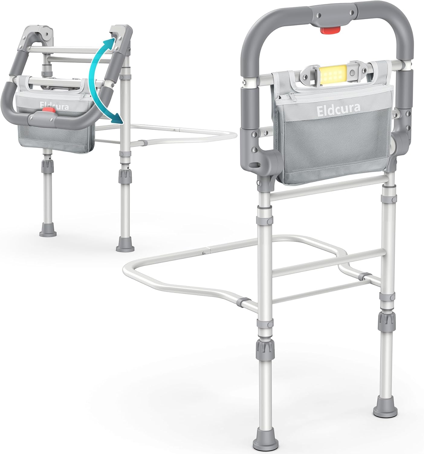 Adjustable Bed Safety Handrail with Light